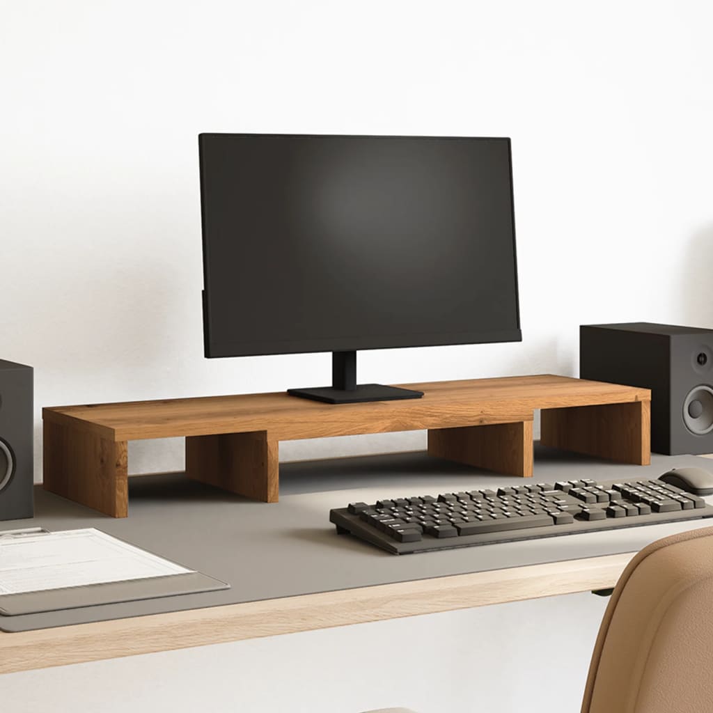 Stalak za monitor podesivi boja hrasta 80 x 24 x 10,5 cm drveni
