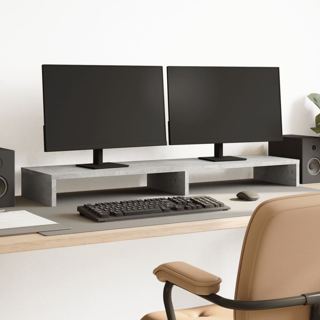 Stalak za monitor boja betona 100x27x10 cm konstruirano drvo
