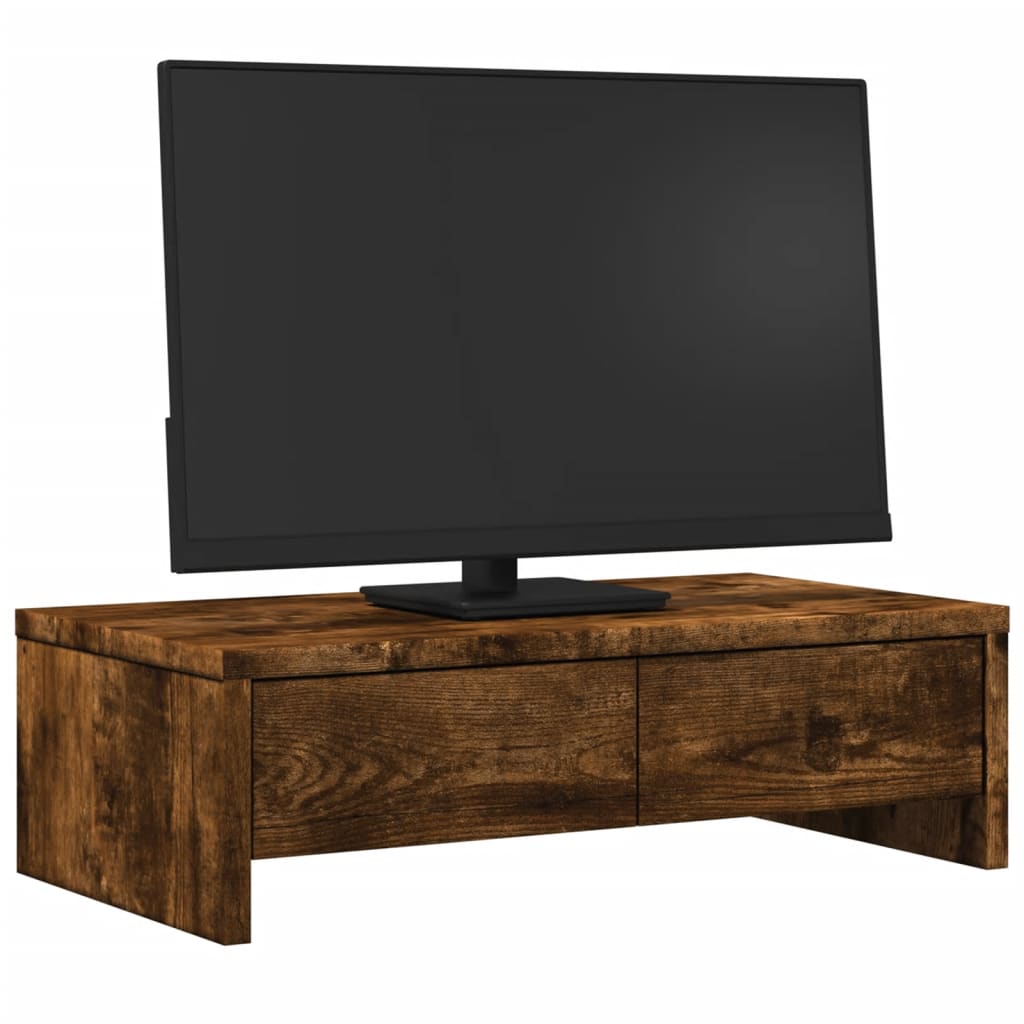 Stalak za monitor s ladicama boja hrasta 50 x 27 x 15 cm drveni