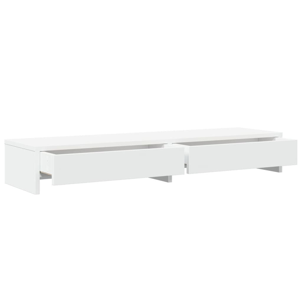 Stalak za monitor s ladicama bijeli 100x27x15 cm inženjerski drvo
