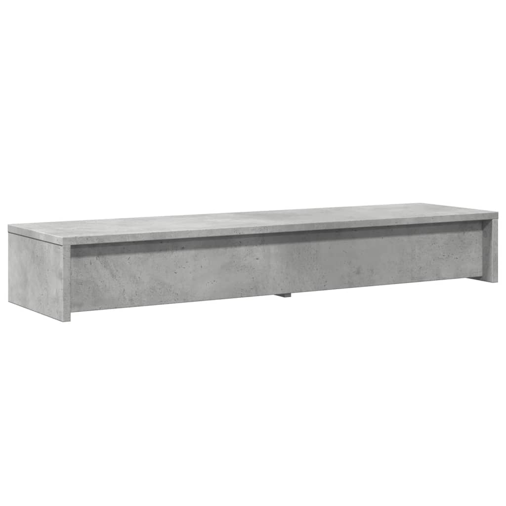 Stalak za monitor ladicama siva boja betona 100x27x15 cm drveni