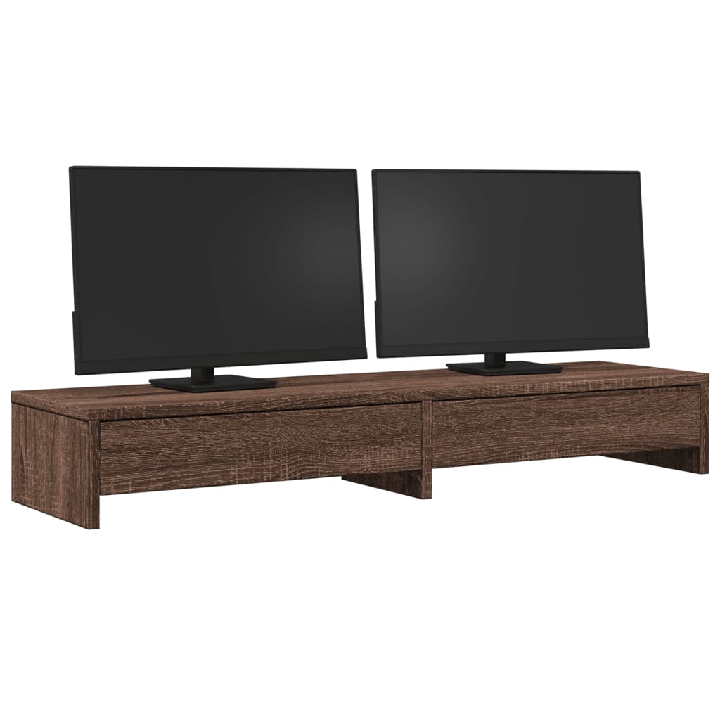 Stalak za monitor s ladicama boja hrasta 100x27x15 cm drveni