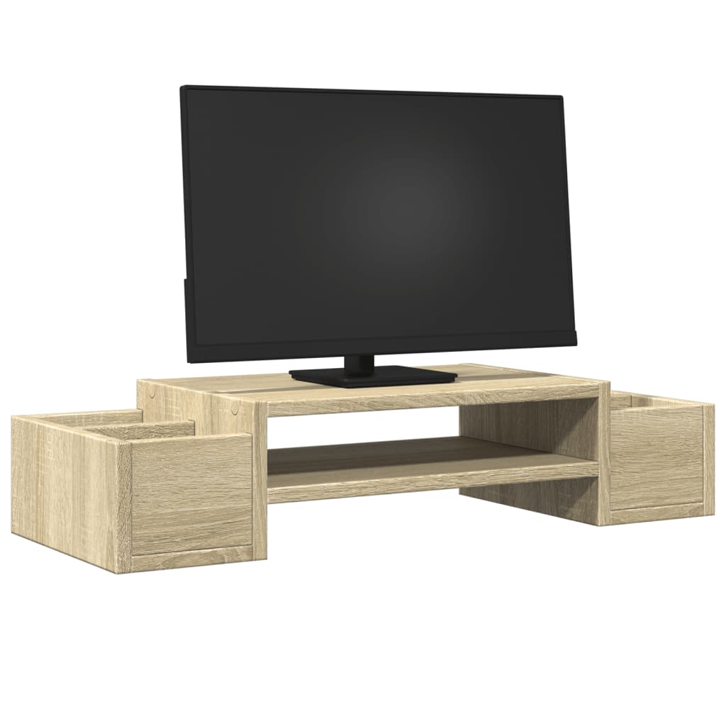 Stalak za monitor s pohranom boja hrasta 70 x 27 x 15 cm drveni