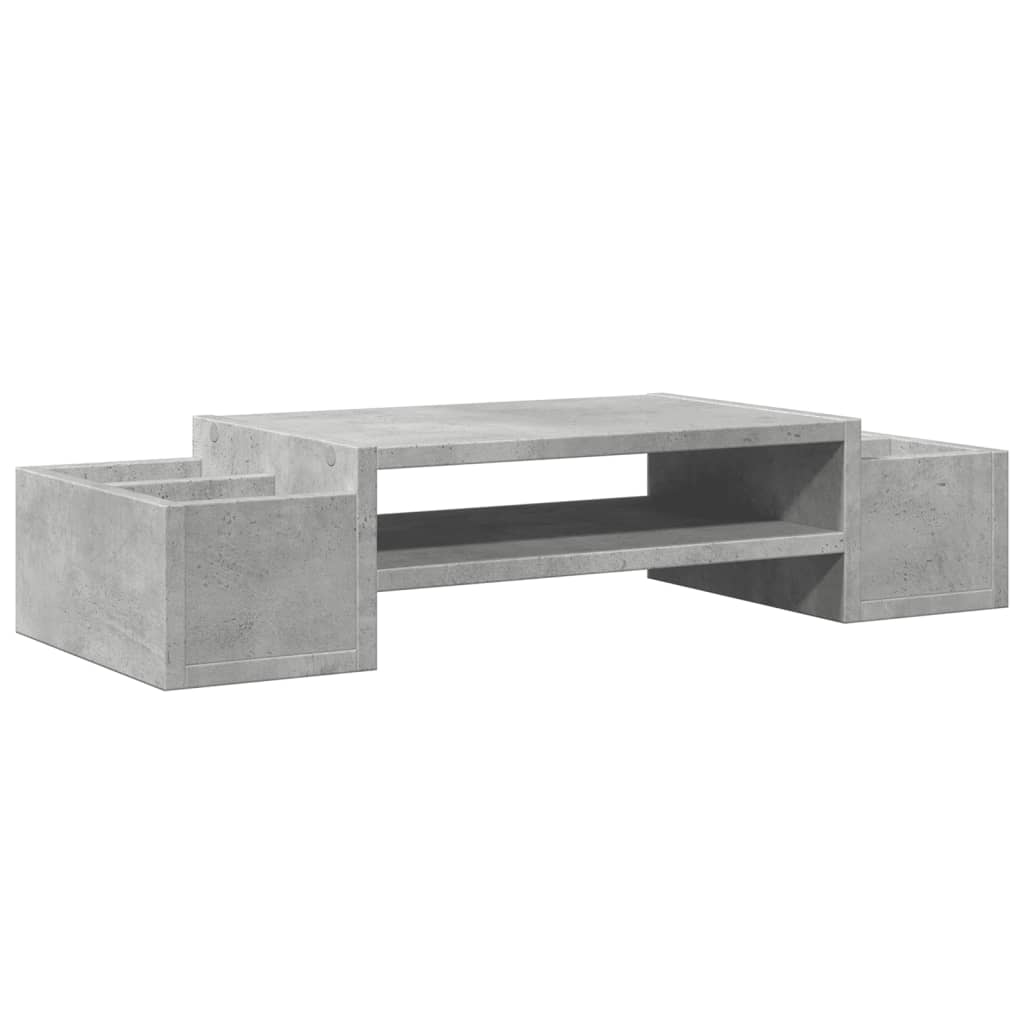 Stalak za monitor s pohranom boja betona 70 x 27 x 15 cm drveni