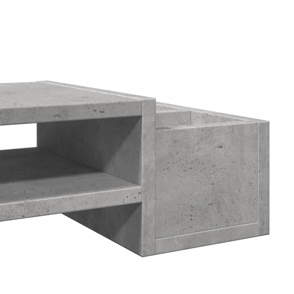 Stalak za monitor s pohranom boja betona 70 x 27 x 15 cm drveni