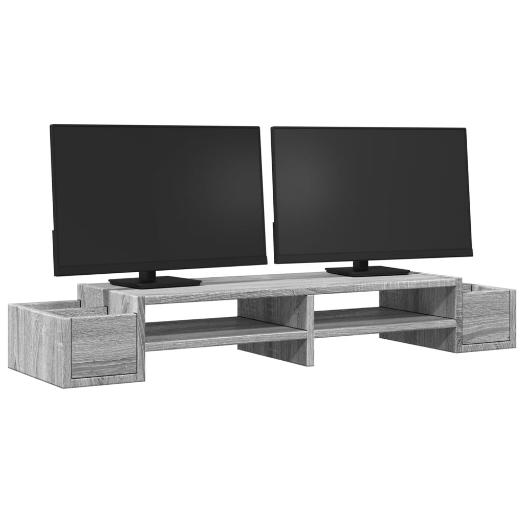 Stalak za monitor s spremištem boja hrasta 100x27x15 cm drveni