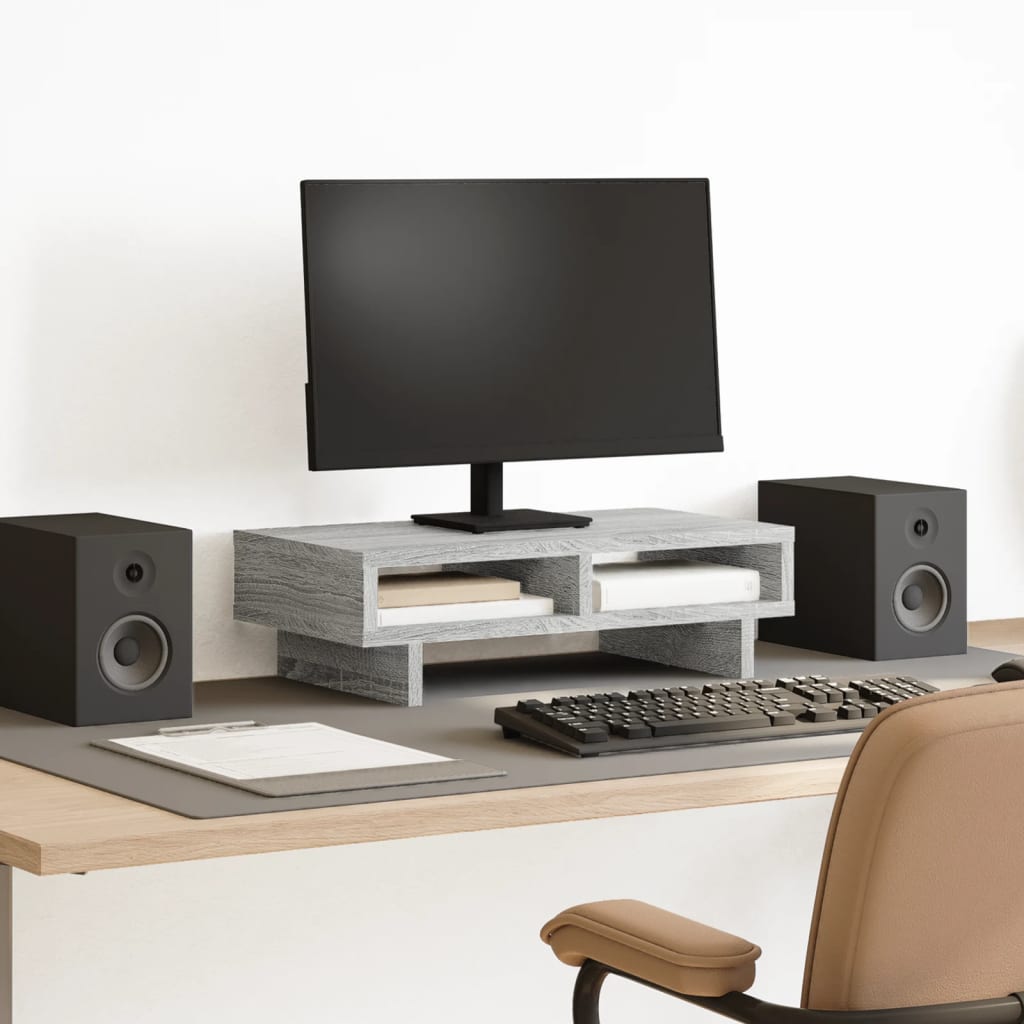 Stalak za monitor siva boja hrasta 50x27x15cm konstruirano drvo