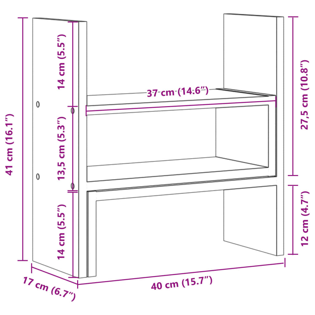 Organizator za stol podesivi bijeli 40 x 17 x 41 cm drveni