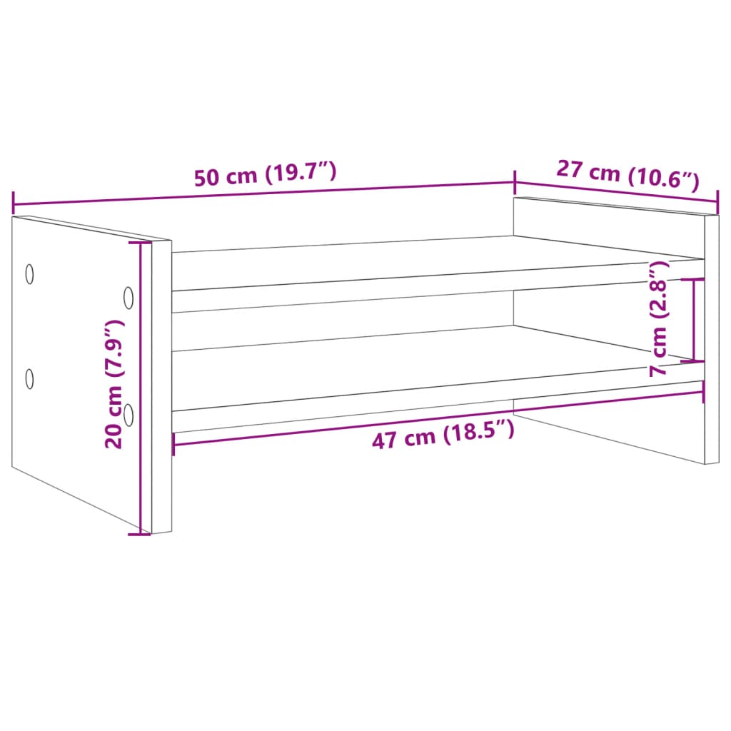 Stalak za monitor siva boja betona 50x27x20cm konstruirano drvo