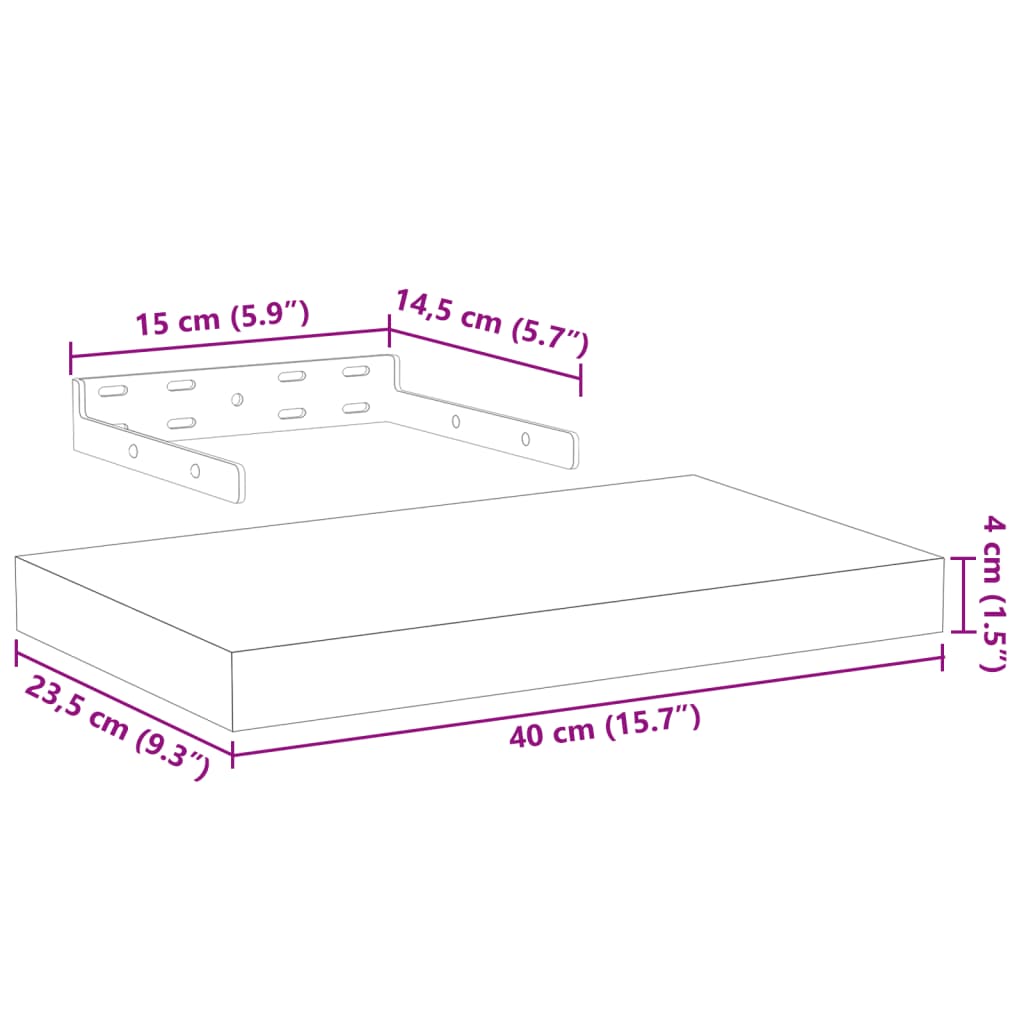 Plutajuće police 4 kom 40x23,5x4 cm od konstruiranog drva