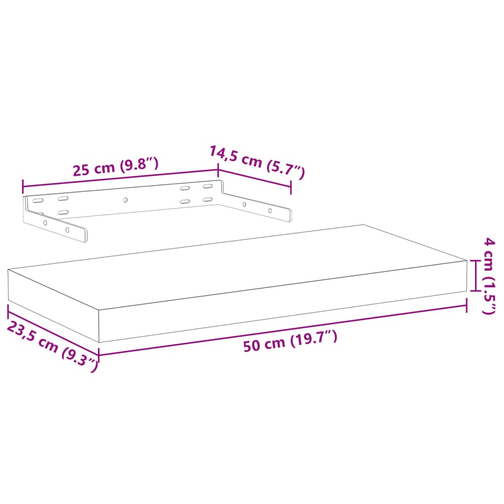 Plutajuća polica 50x23,5x4 cm od konstruiranog drva