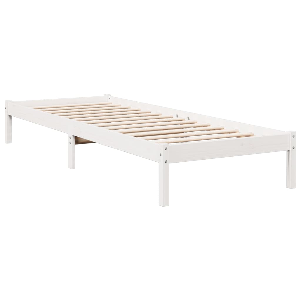 Okvir kreveta bez madraca bijeli 80 x 210 cm masivna borovina
