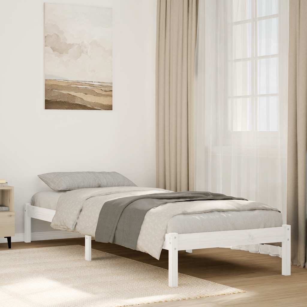 Okvir kreveta bez madraca bijeli 90x210 cm masivna borovina