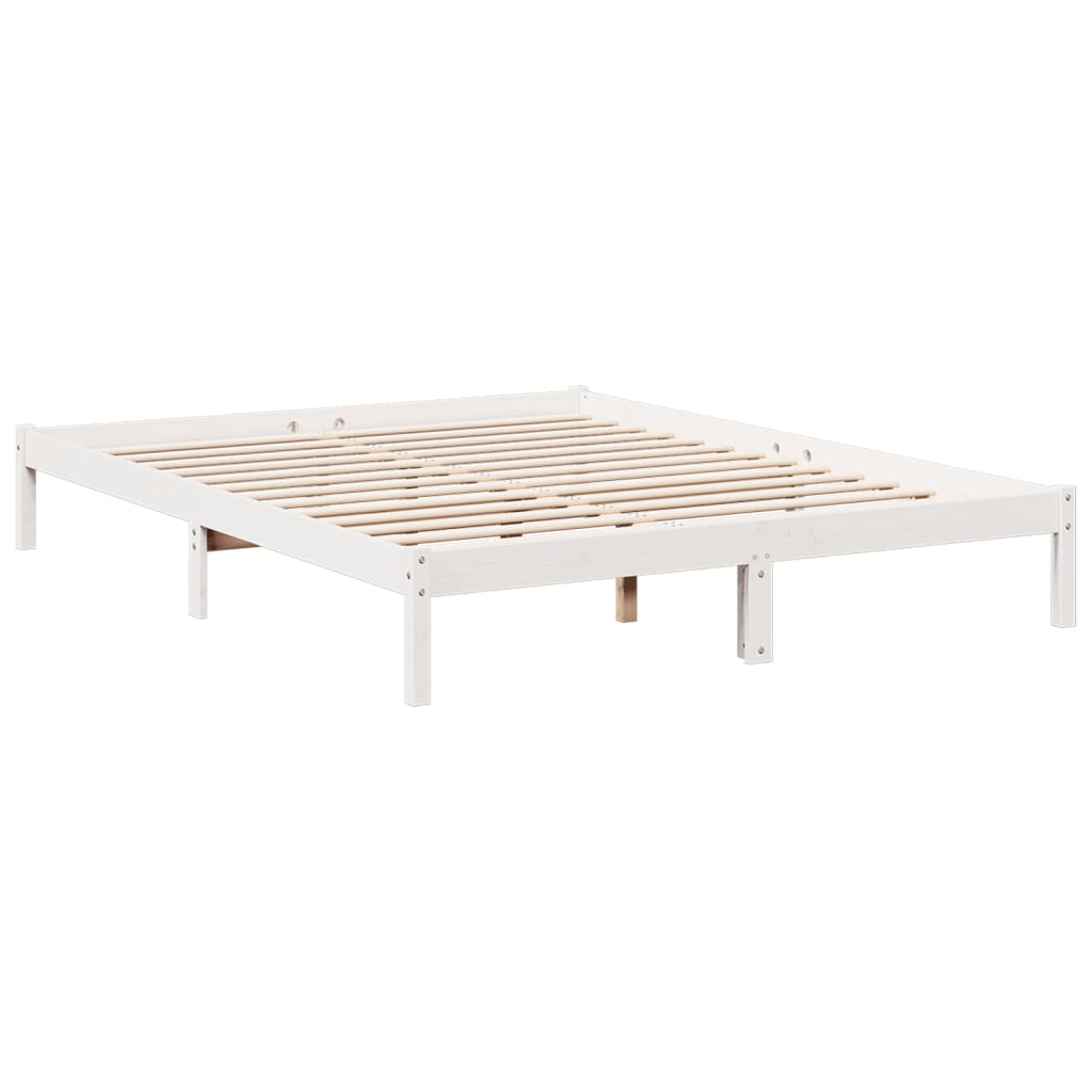 Dugi okvir kreveta bez madraca bijeli 160 x 210 cm od borovine