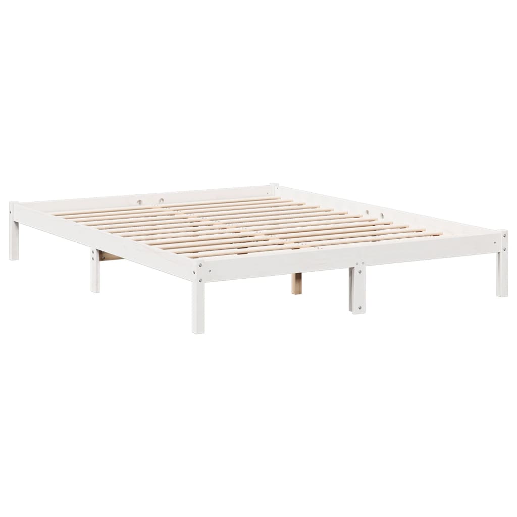 Dugi okvir kreveta bez madraca bijeli 160 x 210 cm od borovine