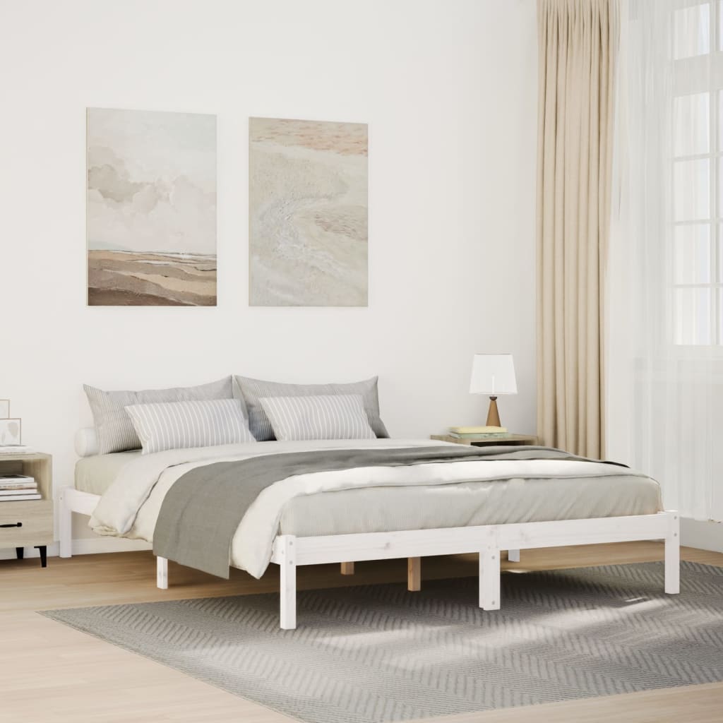 Dugi okvir kreveta bez madraca bijeli 160 x 210 cm od borovine