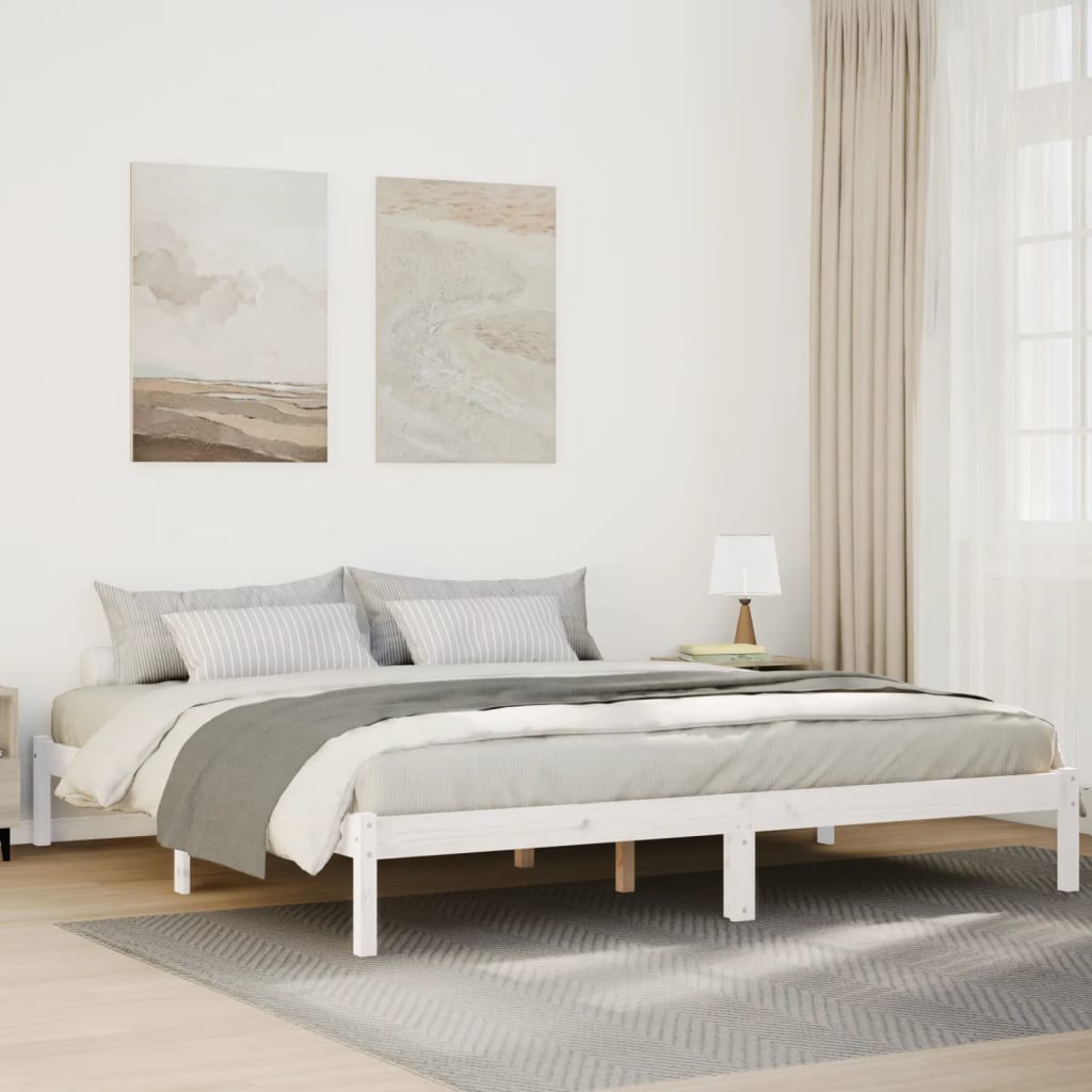 Dugi okvir kreveta bez madraca bijeli 180 x 210 cm od borovine