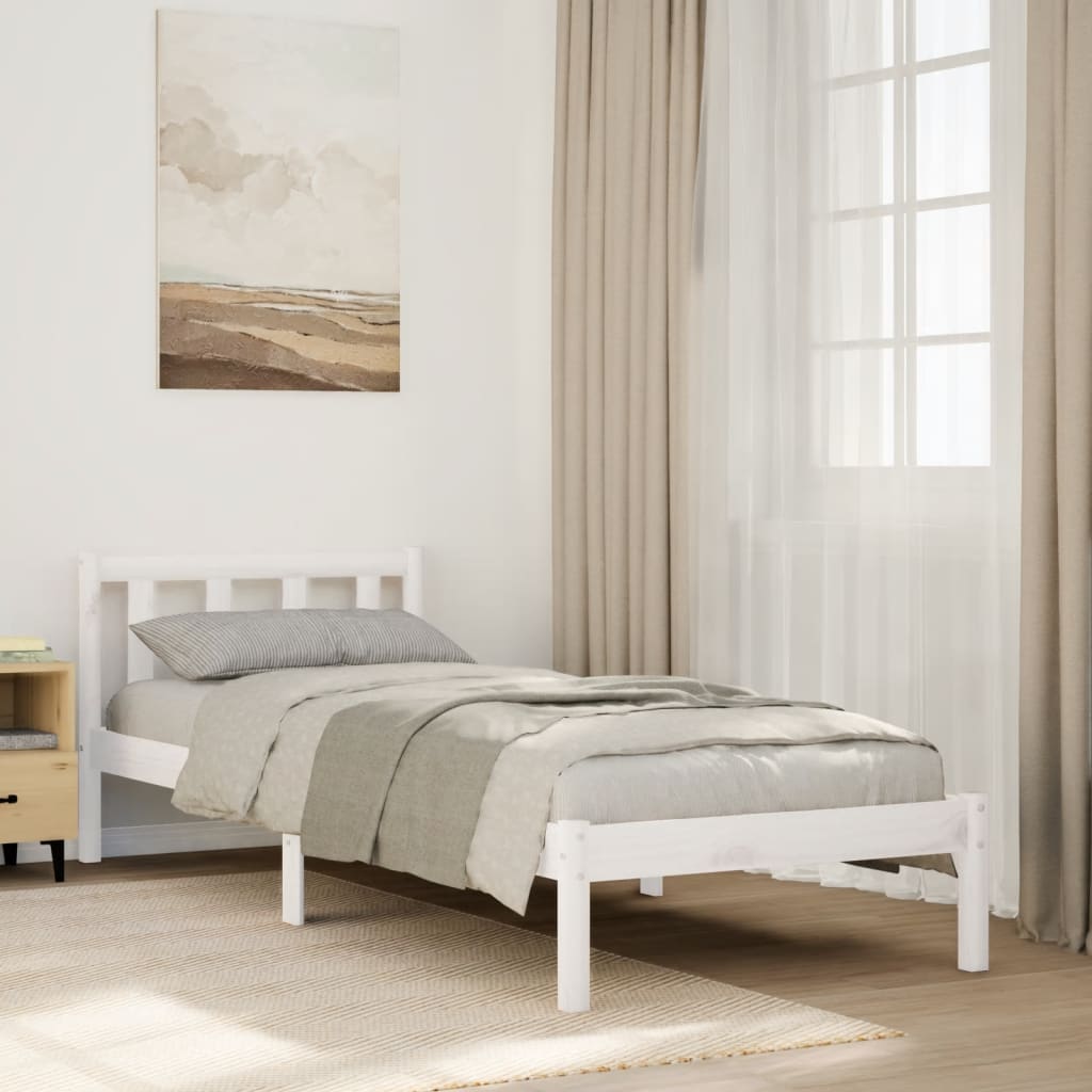 Okvir kreveta bez madraca bijeli 90x210 cm masivna borovina