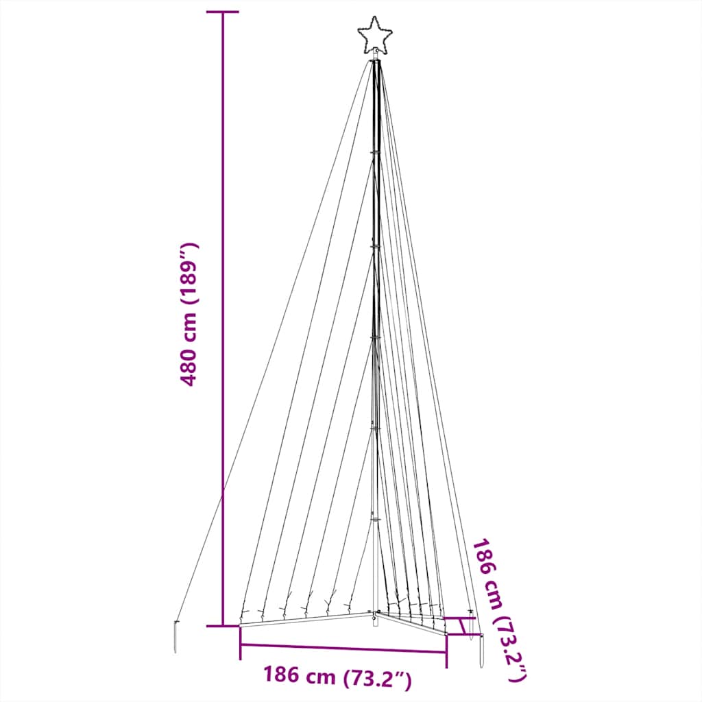 LED božićno drvce 789 LED toplo bijelo 476 cm