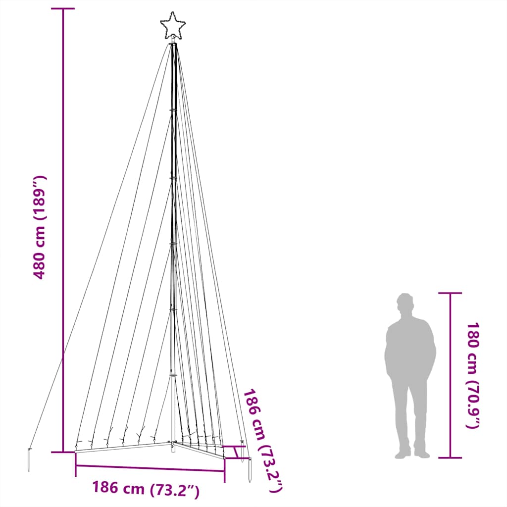 LED božićno drvce 789 LED šarenih 476 cm
