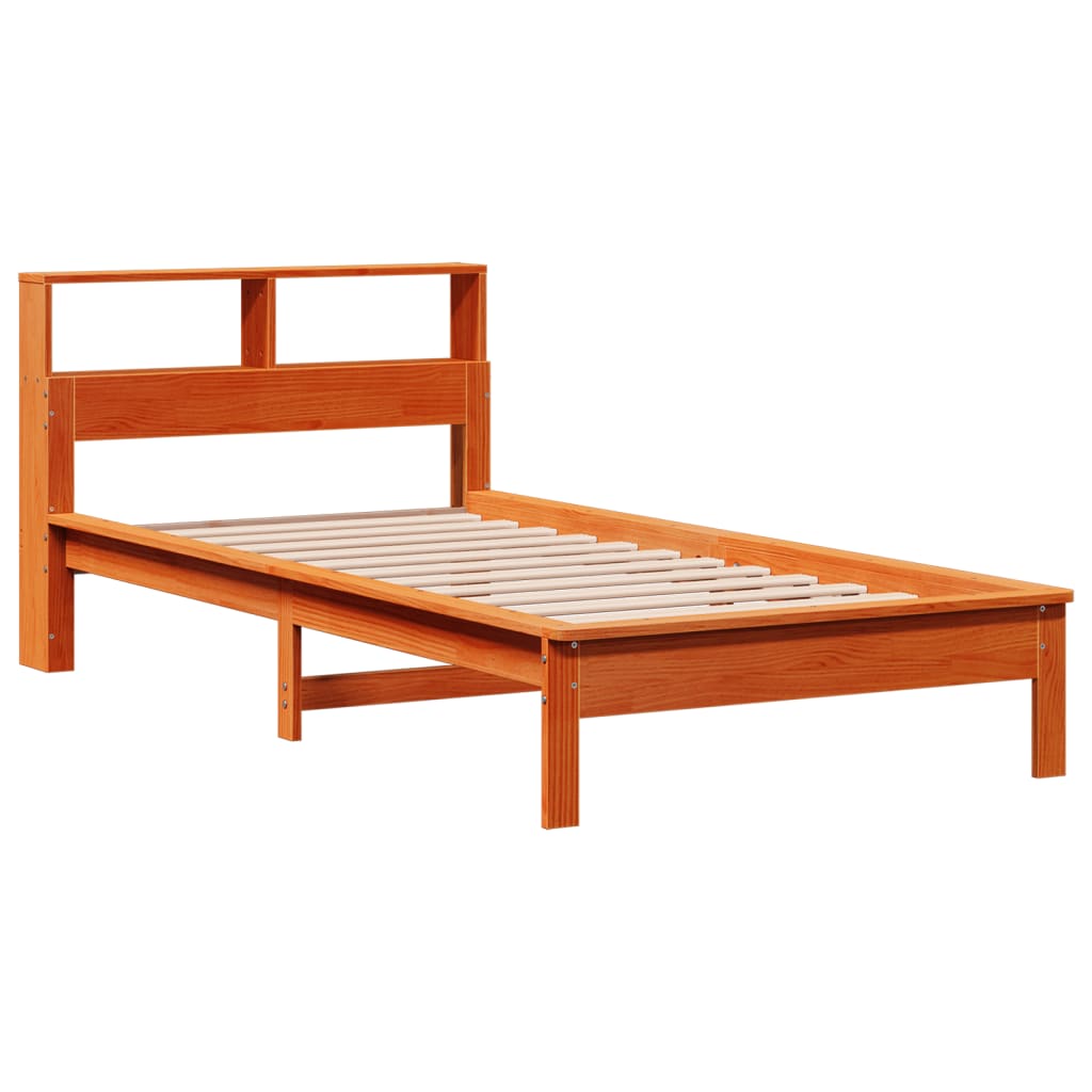 Krevet s regalom za knjige bez madraca 90 x 200 cm od borovine
