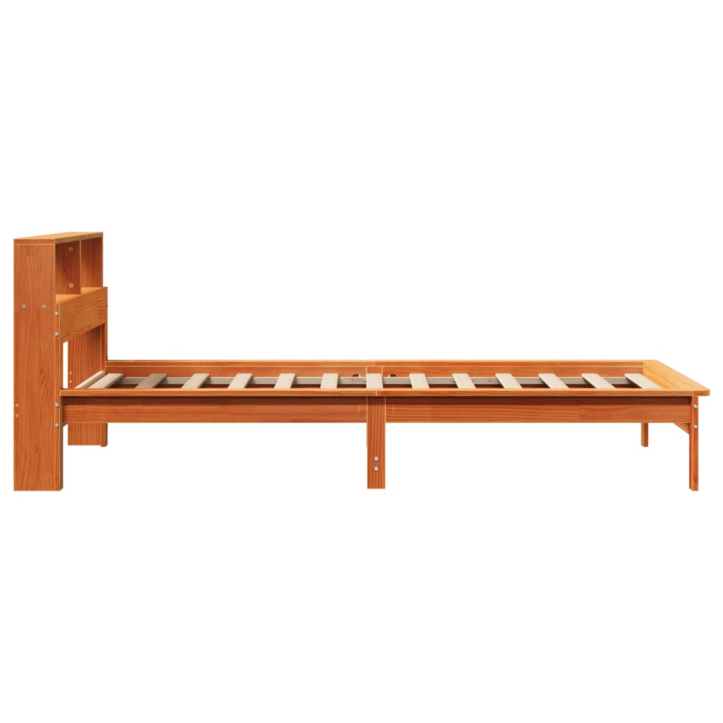 Krevet s regalom za knjige bez madraca 90 x 200 cm od borovine