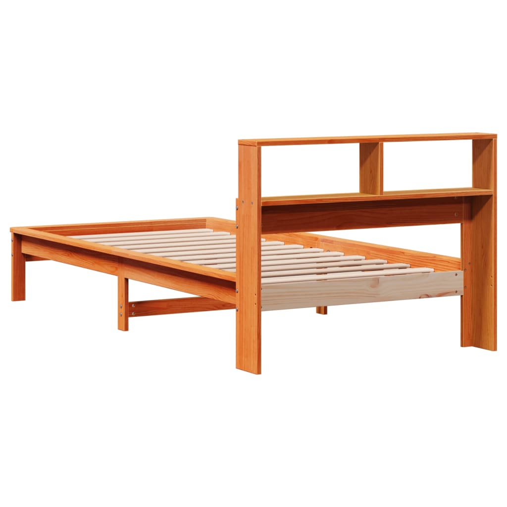 Krevet s regalom za knjige bez madraca 90 x 200 cm od borovine