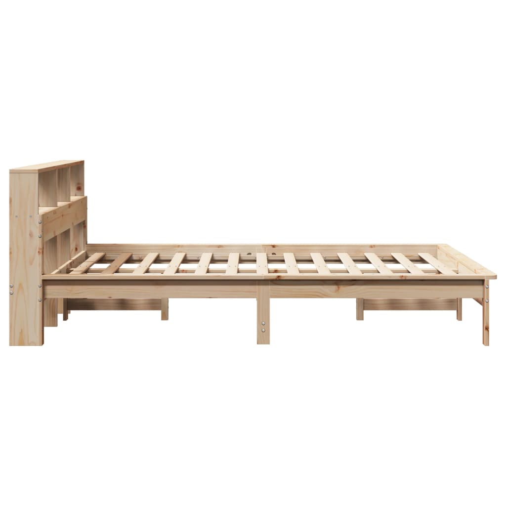 Krevet s regalom za knjige bez madraca 120x190 cm od borovine