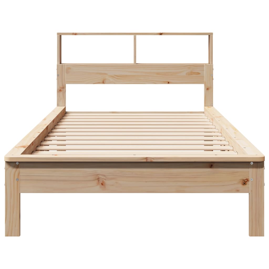 Krevet s regalom za knjige bez madraca 90x190 cm od borovine