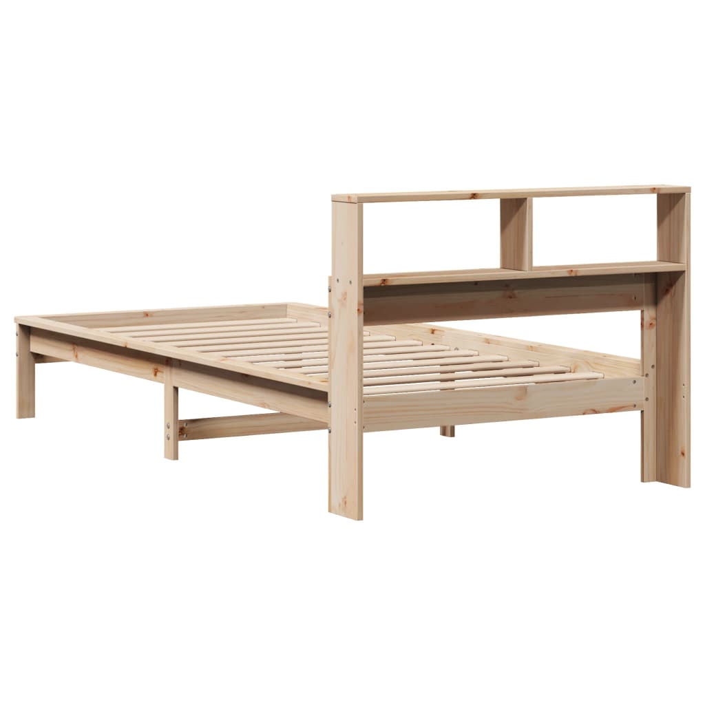 Krevet s regalom za knjige bez madraca 90x190 cm od borovine