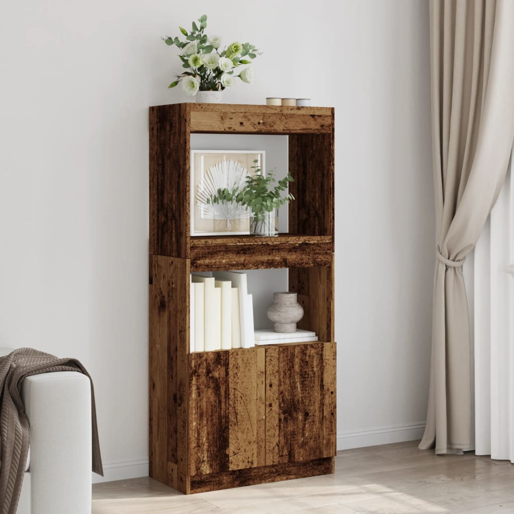 Visoka komoda boja staro drvo 63x33x140 cm konstruirano drvo