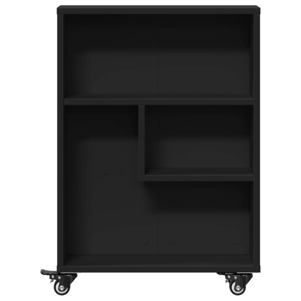 Uska kolica za pohranu crna 48x13x68 cm od konstruiranog drva