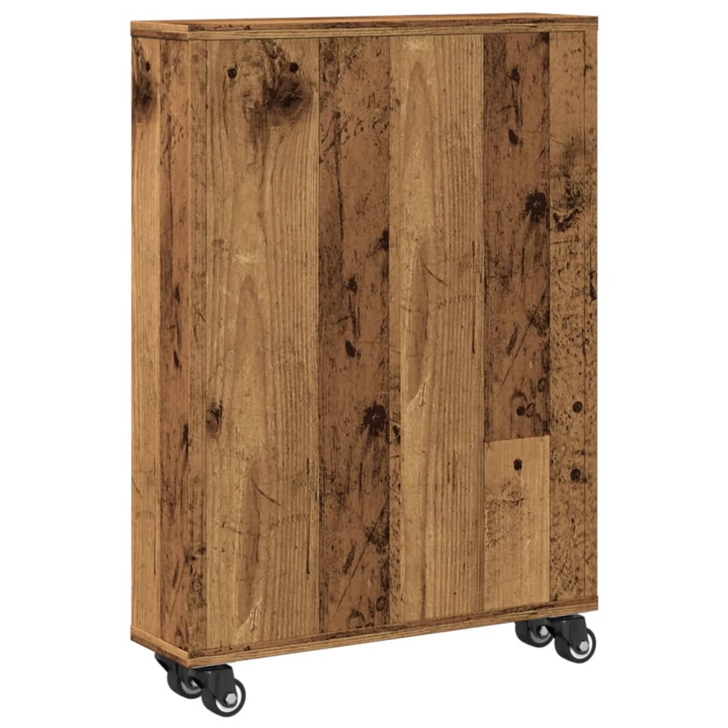 Uska kolica za pohranu boja drva 48x13x68 cm konstruirano drvo