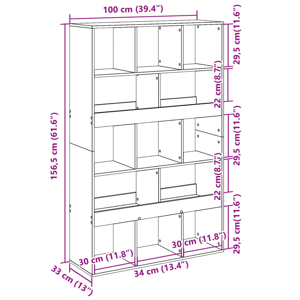 Regal za knjige boja betona 100x33x156,5 cm konstruirano drvo