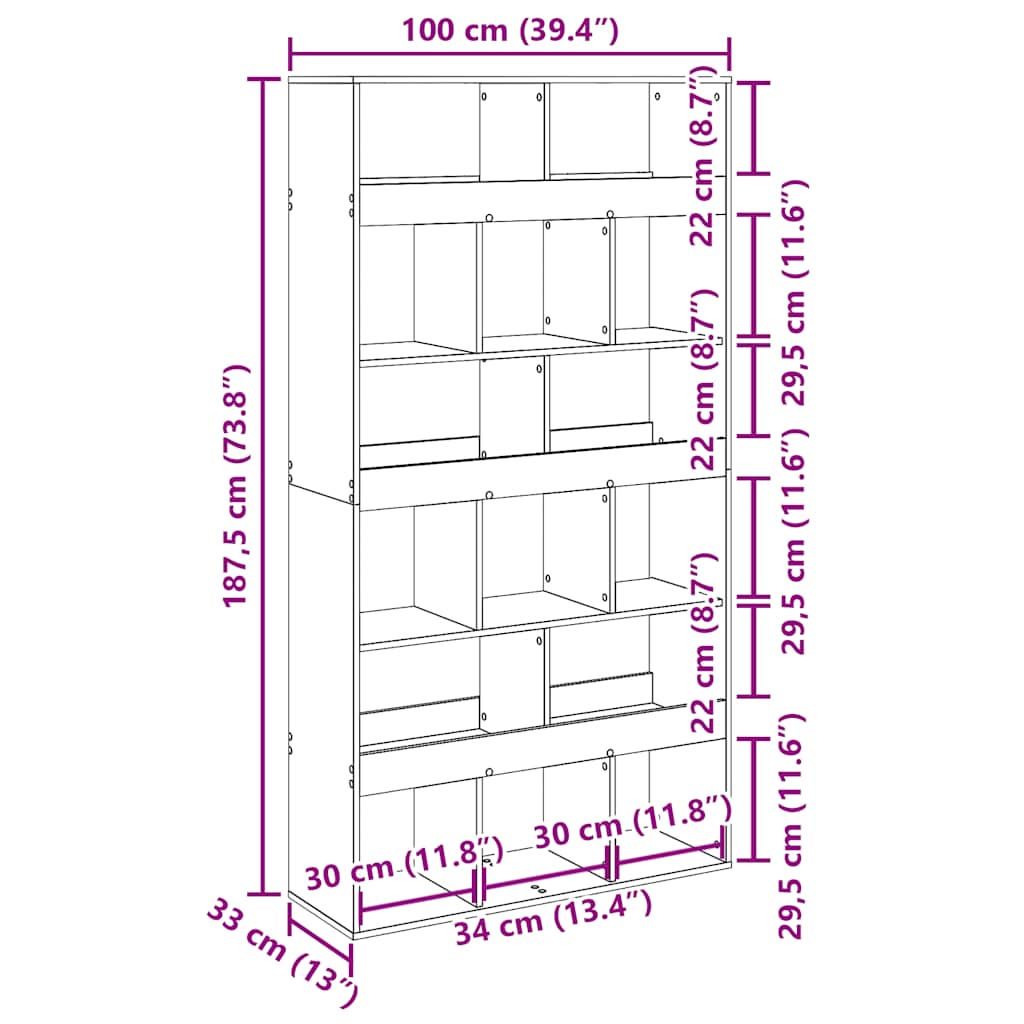 Regal za knjige boja hrasta 100x33x187,5 cm konstruirano drvo