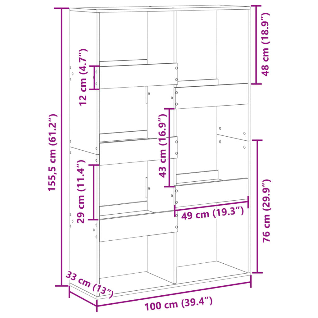 Regal za knjige boja hrasta 100x33x155,5 cm konstruirano drvo