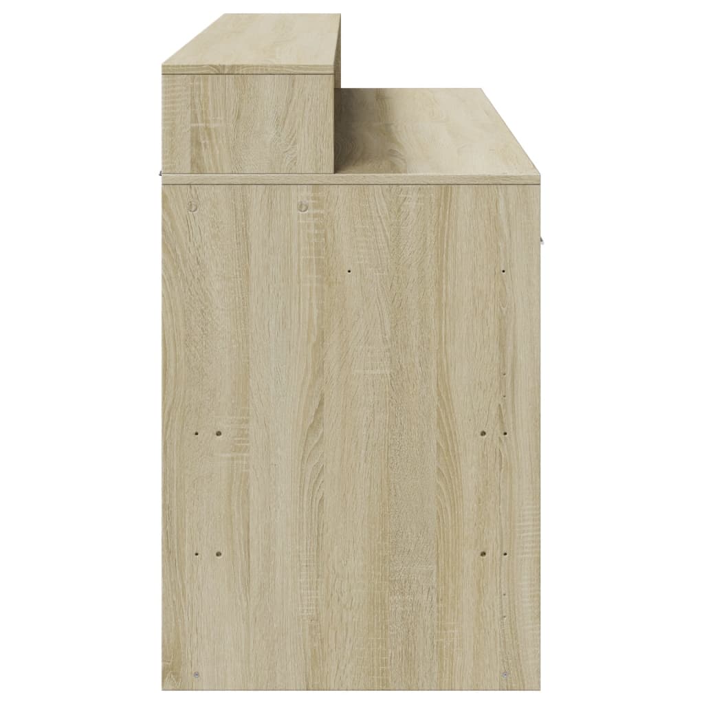 Radni stol s LED svjetlima hrast 140x55x91 cm konstruirano drvo