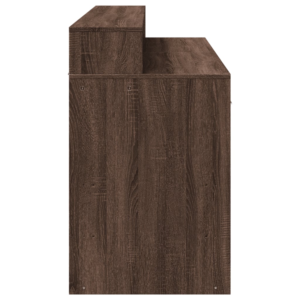 Radni stol s LED svjetlima smeđa boja hrasta 140x55x91cm drveni