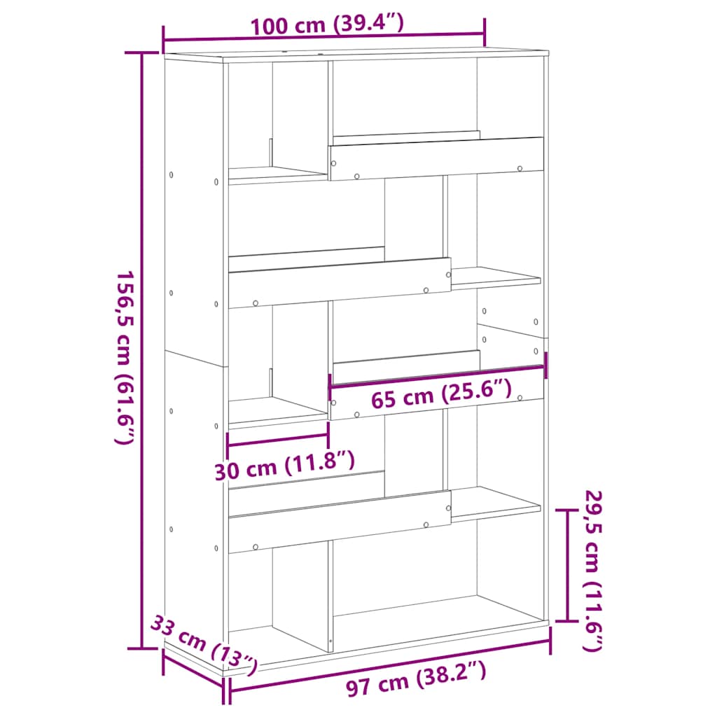 Sobna pregrada crna 100x33x156,5 cm konstruirano drvo