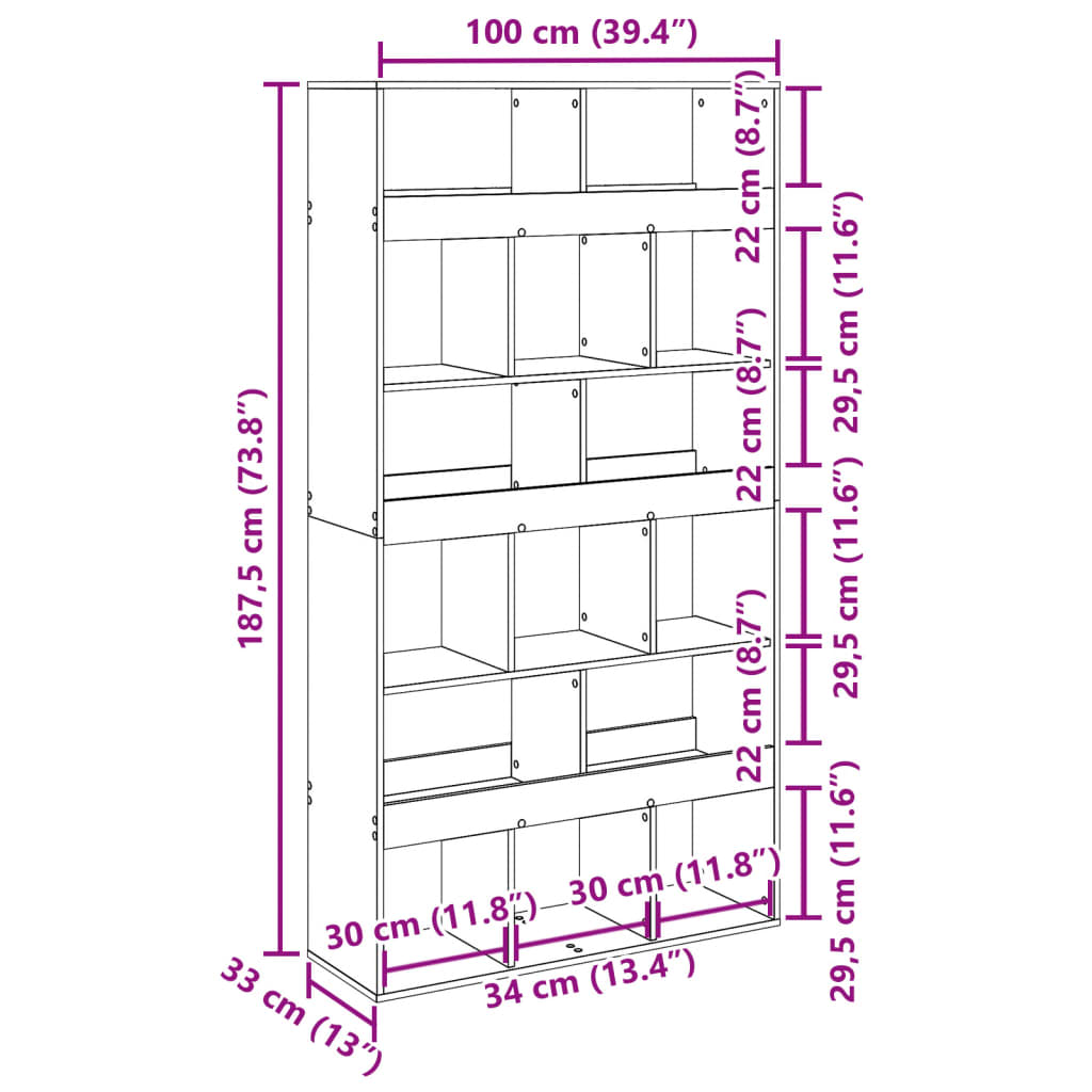 Sobna pregrada boja drva 100 x 33 x 187,5 cm konstruirano drvo