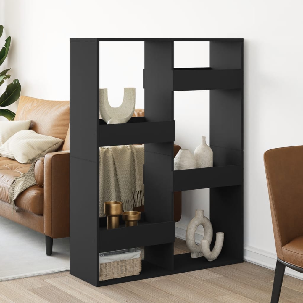 Sobna pregrada crna 100 x 33 x 135 cm konstruirano drvo