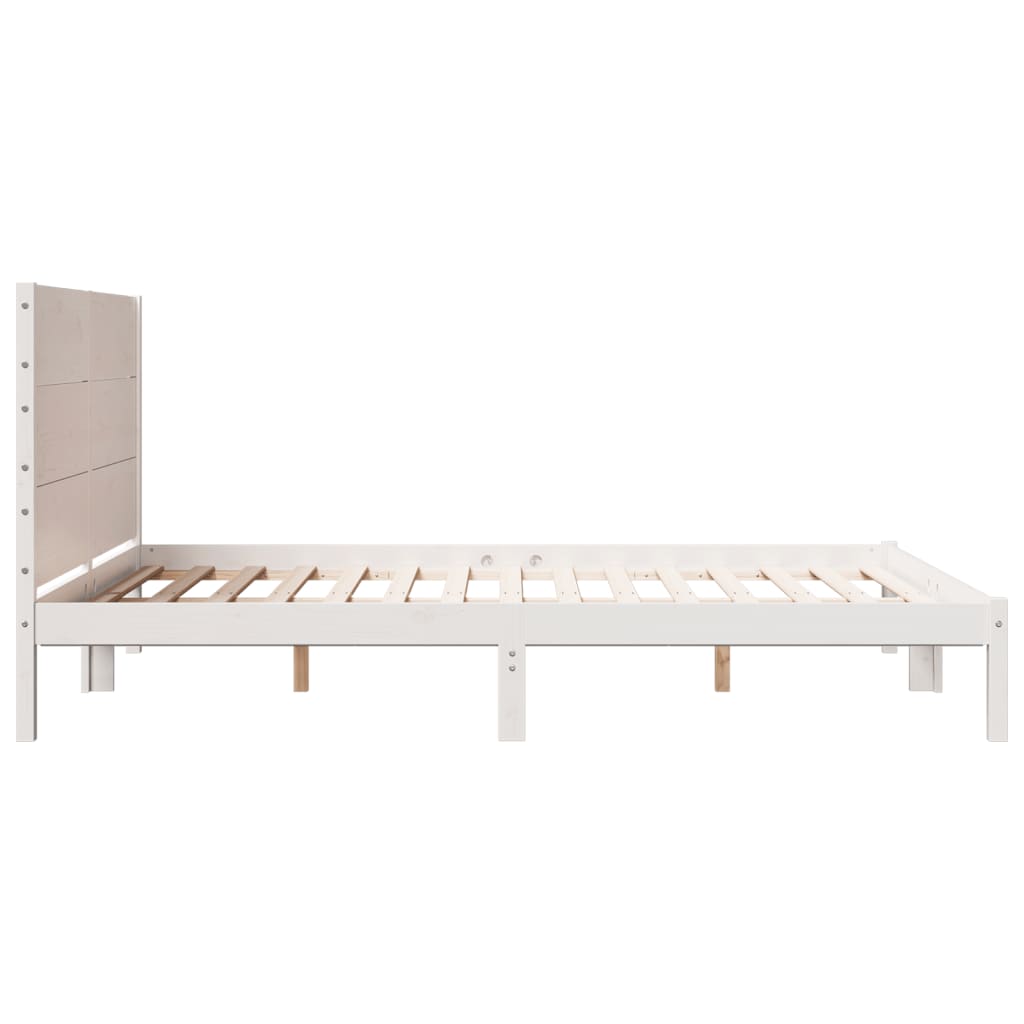 Dugi okvir kreveta bez madraca bijeli 140 x 210 cm masivno drvo