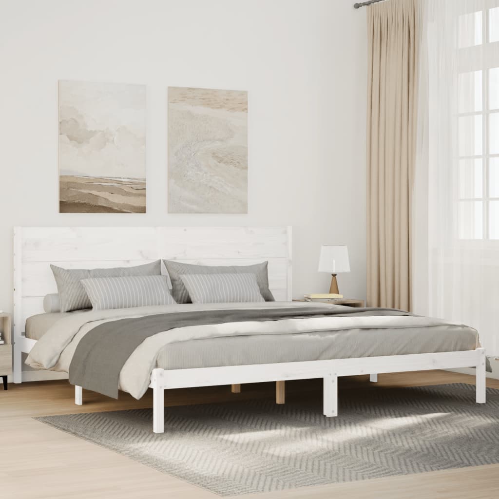 Dugi okvir kreveta bez madraca bijeli 140 x 210 cm masivno drvo