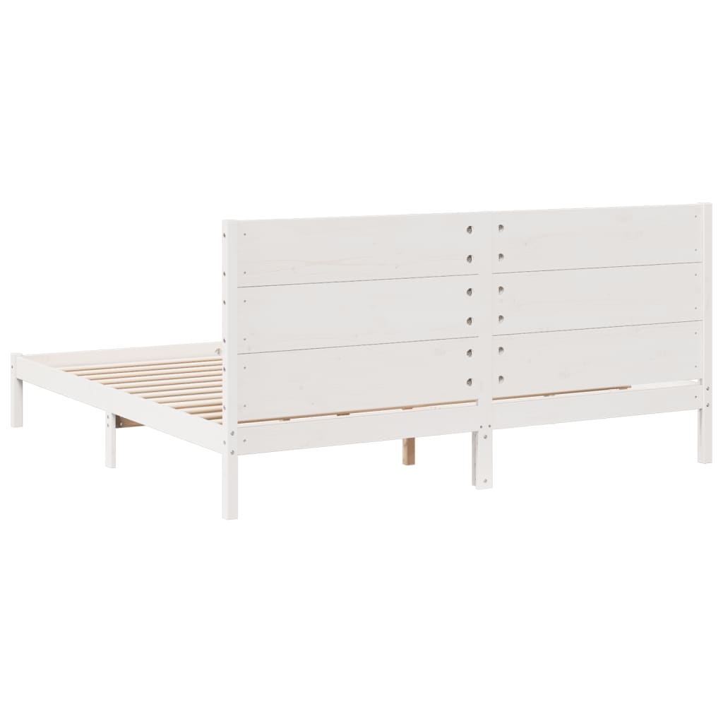 Dugi okvir kreveta bez madraca bijeli 180 x 210 cm masivno drvo