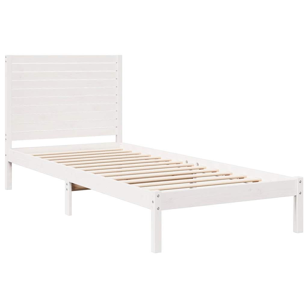 Dugi okvir kreveta bez madraca bijeli 90 x 210 cm masivno drvo