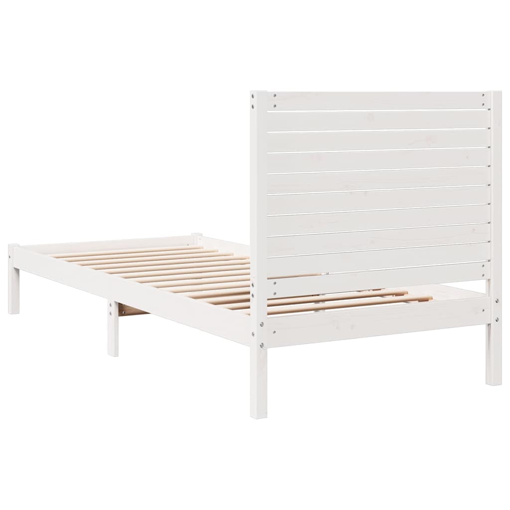 Dugi okvir kreveta bez madraca bijeli 90 x 210 cm masivno drvo