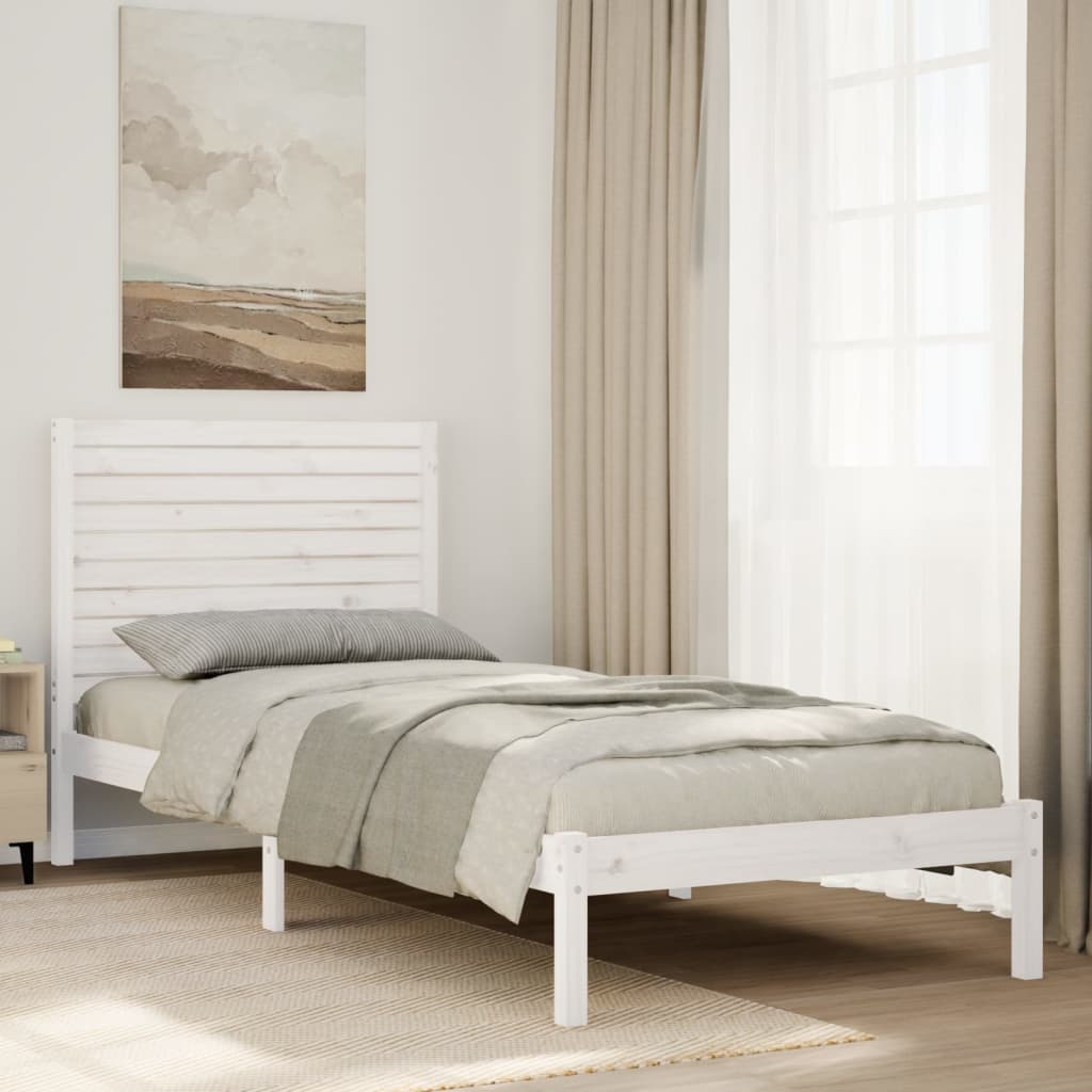 Dugi okvir kreveta bez madraca bijeli 90 x 210 cm masivno drvo