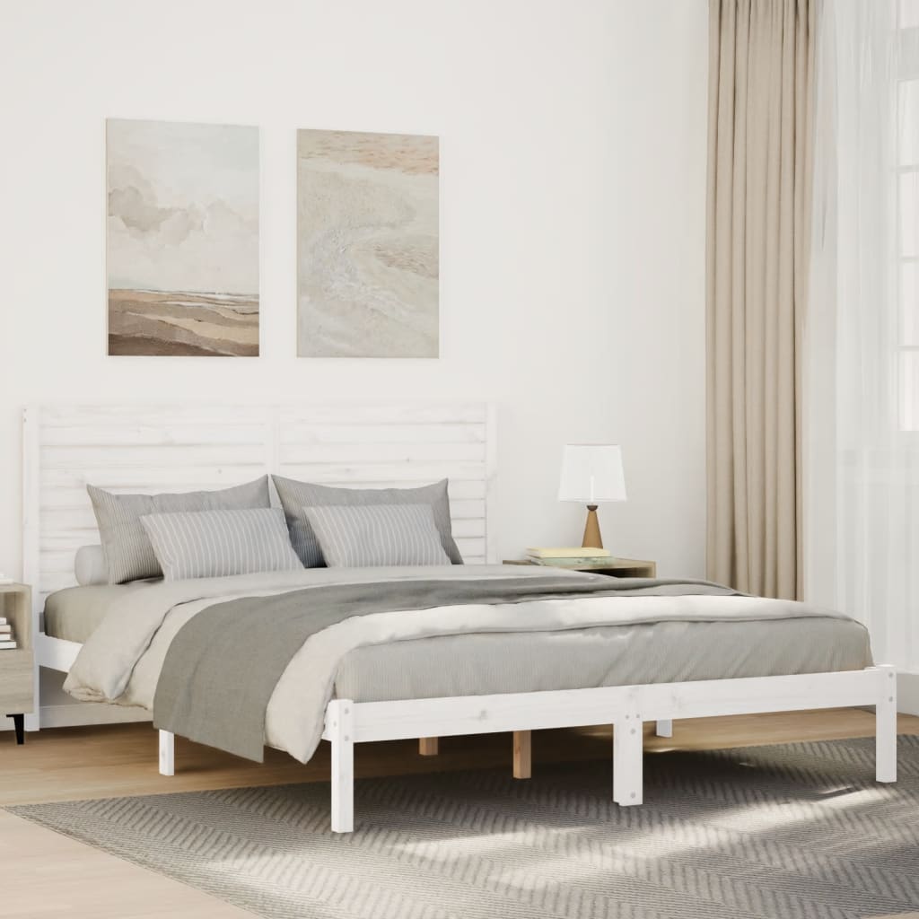 Dugi okvir kreveta bez madraca bijeli 140 x 210 cm masivno drvo