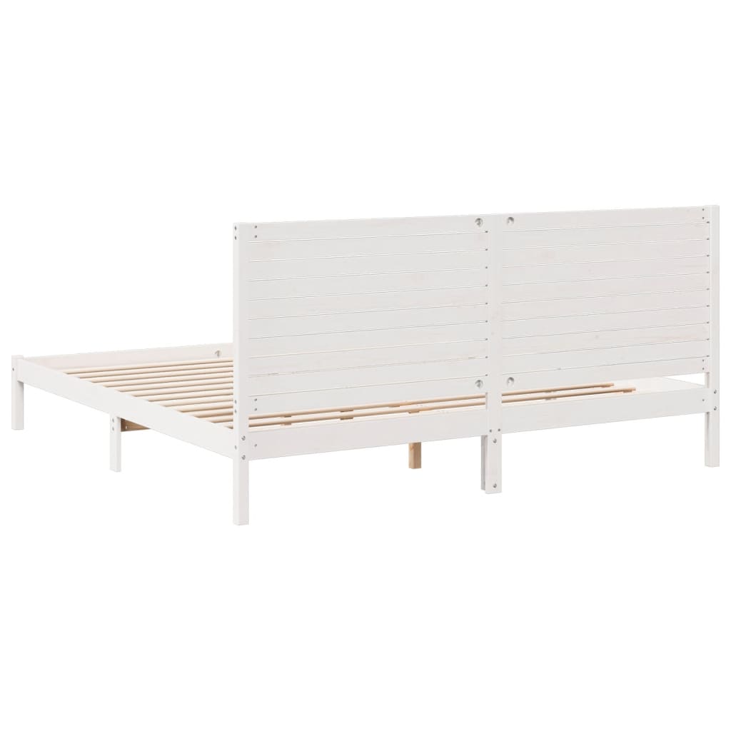 Dugi okvir kreveta bez madraca bijeli 200 x 210 cm masivno drvo