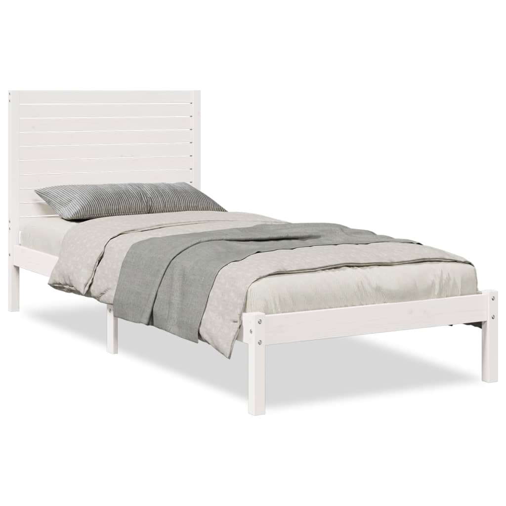 Dugi okvir kreveta bez madraca bijeli 90 x 220 cm masivno drvo